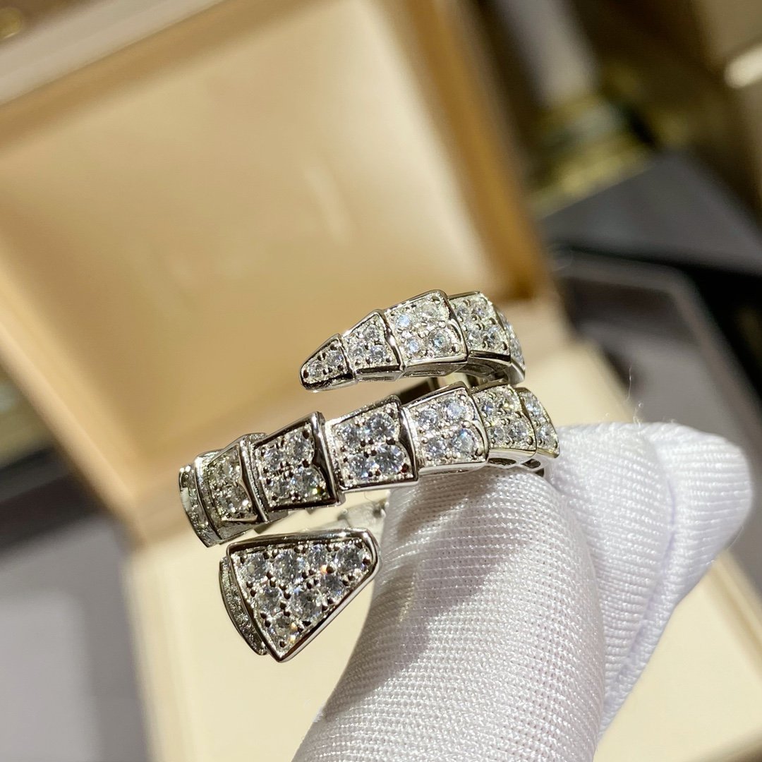 [Perla Lux]SERPENTI DOUBLE RING SILVER DIAMOND PAVED