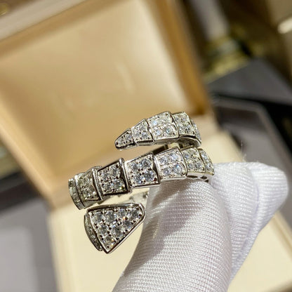 [Perla Lux]SERPENTI DOUBLE RING SILVER DIAMOND PAVED