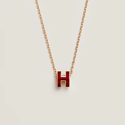 [Perla Lux]HM CLIC RED ENAMEL GOLD NECKLACE