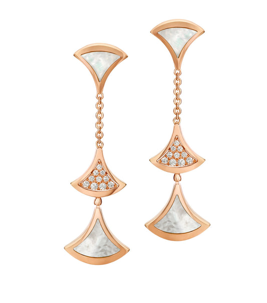 [Perla Lux]DREAM EARRINGS 3 MOTIFS DIAMOND MOP PINK GOLD