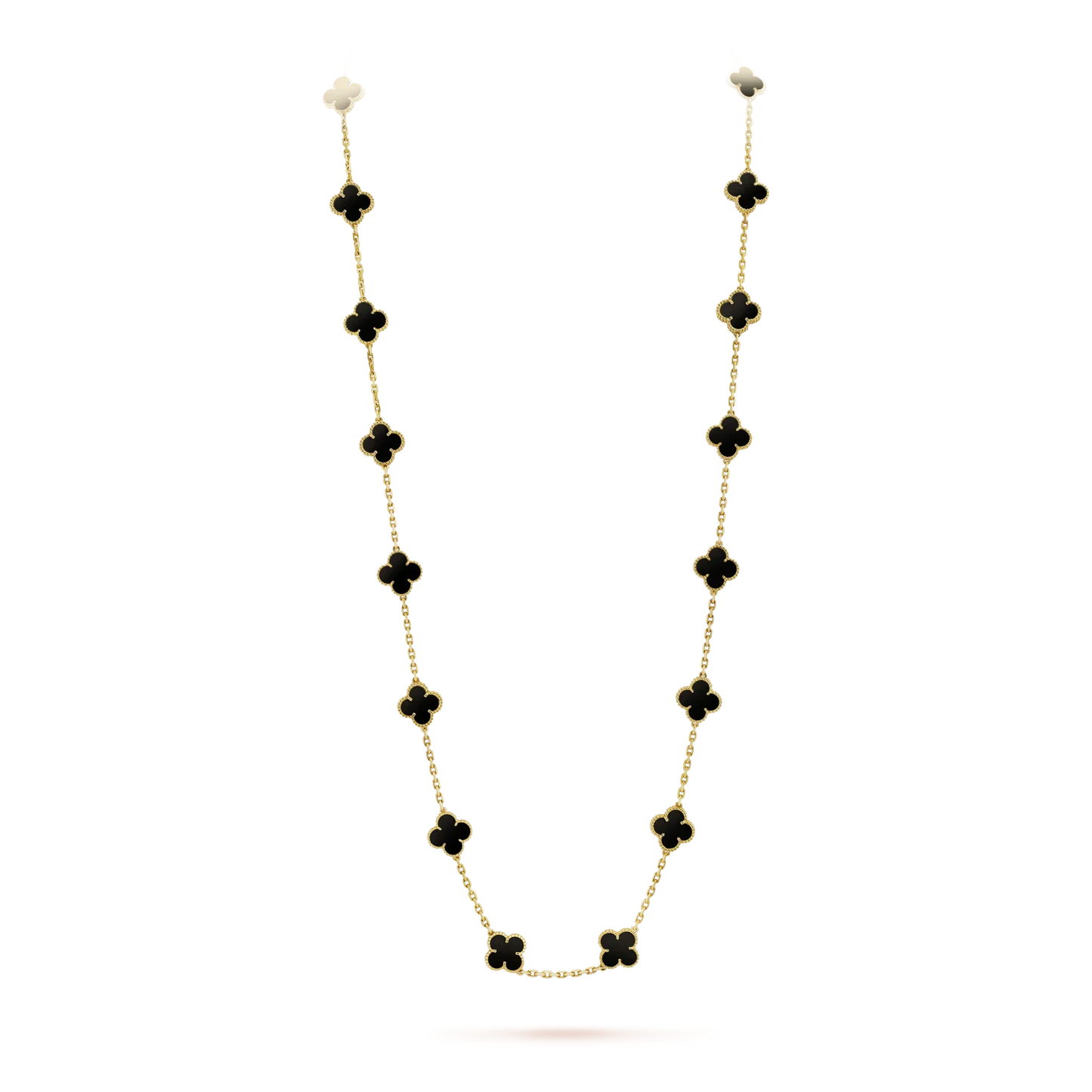 [Perla Lux]CLOVER 20 MOTIFS ONYX NECKLACE