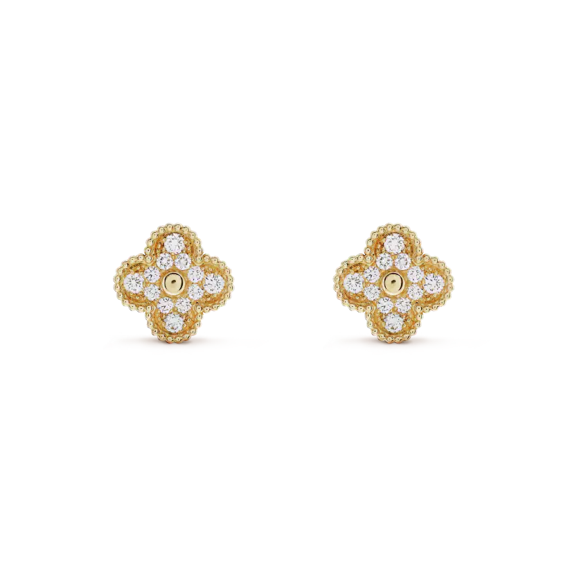 [Perla Lux]CLOVER MEDIUM 1 MOTIFS FUll DIAMOND EARRINGS