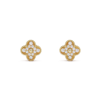 [Perla Lux]CLOVER MEDIUM 1 MOTIFS FUll DIAMOND EARRINGS