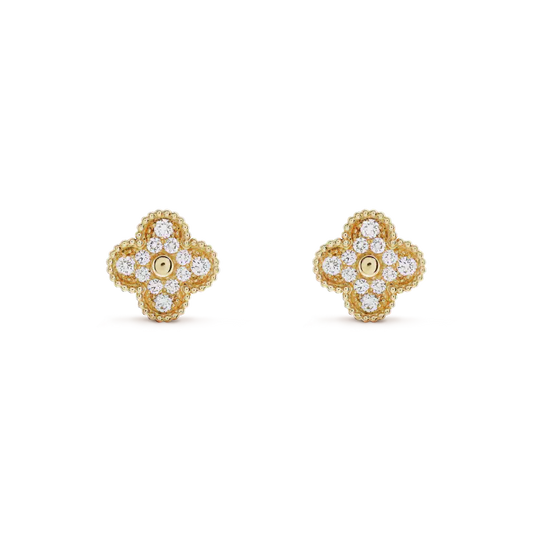 [Perla Lux]CLOVER MEDIUM 1 MOTIFS FUll DIAMOND EARRINGS