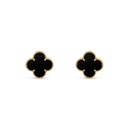 [Perla Lux]CLOVER MEDIUM 1 MOTIFS  ONYX STUD EARRINGS