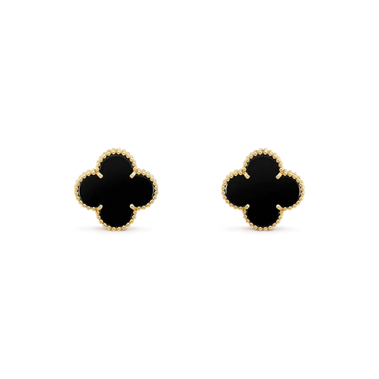[Perla Lux]CLOVER MEDIUM 1 MOTIFS  ONYX STUD EARRINGS