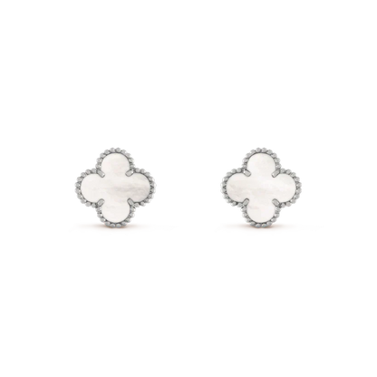 [Perla Lux]CLOVER MEDIUM 1 MOTIFS  WHITE MOP EARRINGS SILVER