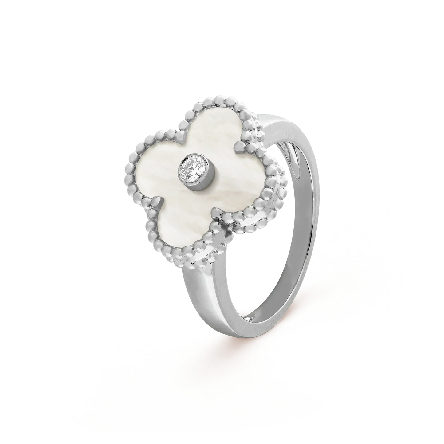 [Perla Lux]CLOVER SILVER MOP DIAMOND RING