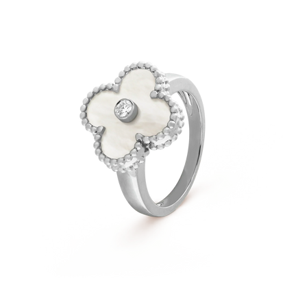 [Perla Lux]CLOVER SILVER MOP DIAMOND RING