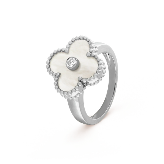 [Perla Lux]CLOVER SILVER MOP DIAMOND RING