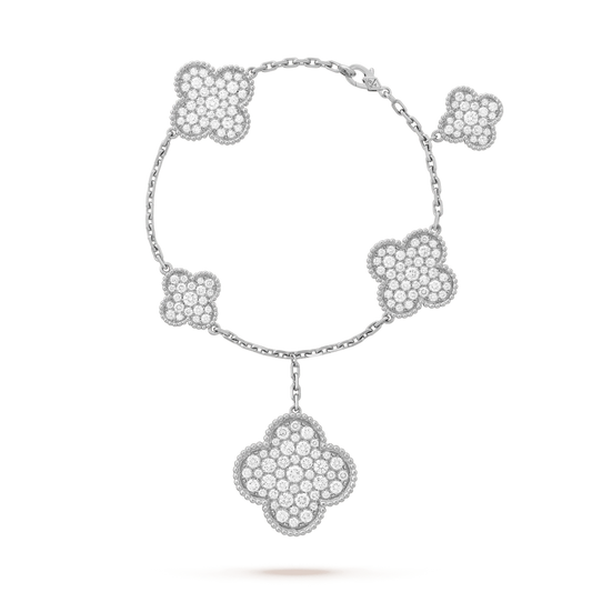[Perla Lux]CLOVER 6 MOTIFS SILVER DIAMOND BRACELET