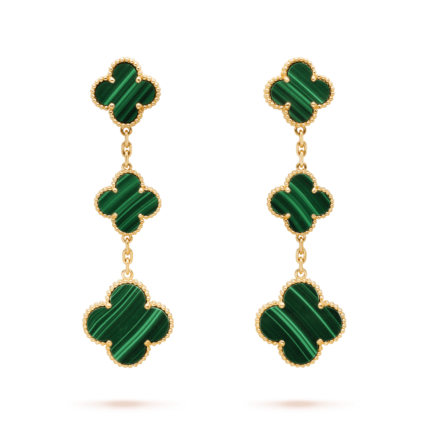 [Perla Lux]CLOVER MALACHITE 3 MOTIFS GOLD