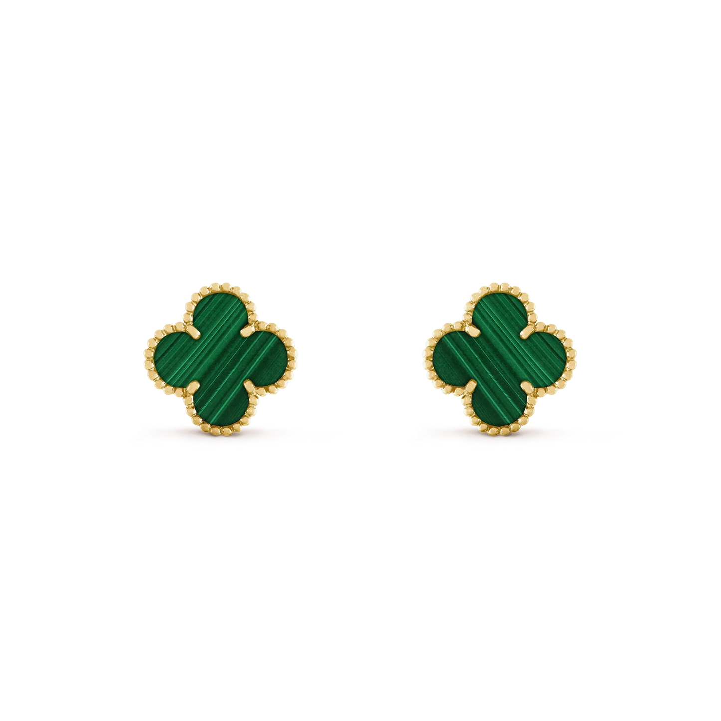 [Perla Lux]CLOVER MEDIUM 1 MOTIFS MALACHITE  EARRINGS