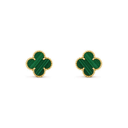 [Perla Lux]CLOVER MEDIUM 1 MOTIFS MALACHITE  EARRINGS