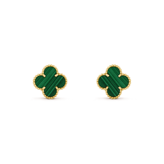 [Perla Lux]CLOVER MEDIUM 1 MOTIFS MALACHITE  EARRINGS