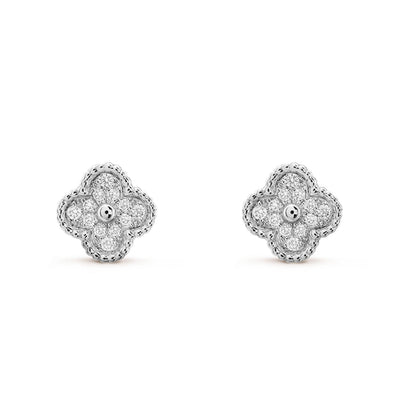 [Perla Lux]CLOVER MINI DIAMOND STUD EARRINGS