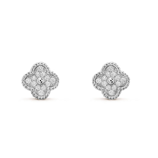 [Perla Lux]CLOVER MINI DIAMOND STUD EARRINGS
