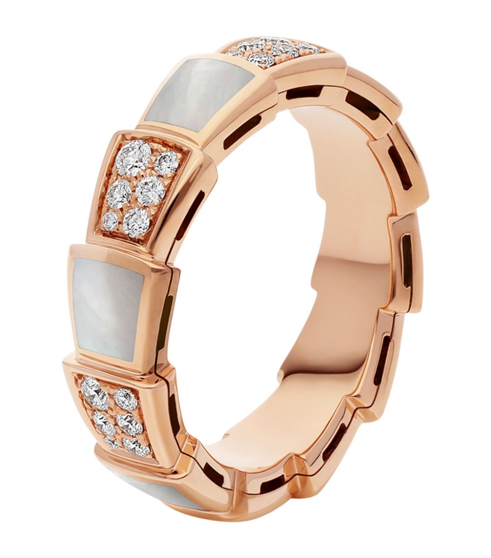 [Perla Lux]SERPENTI RING PINK GOLD MOP DIAMOND PAVED 4MM