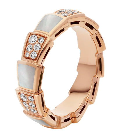 [Perla Lux]SERPENTI RING PINK GOLD MOP DIAMOND PAVED 4MM