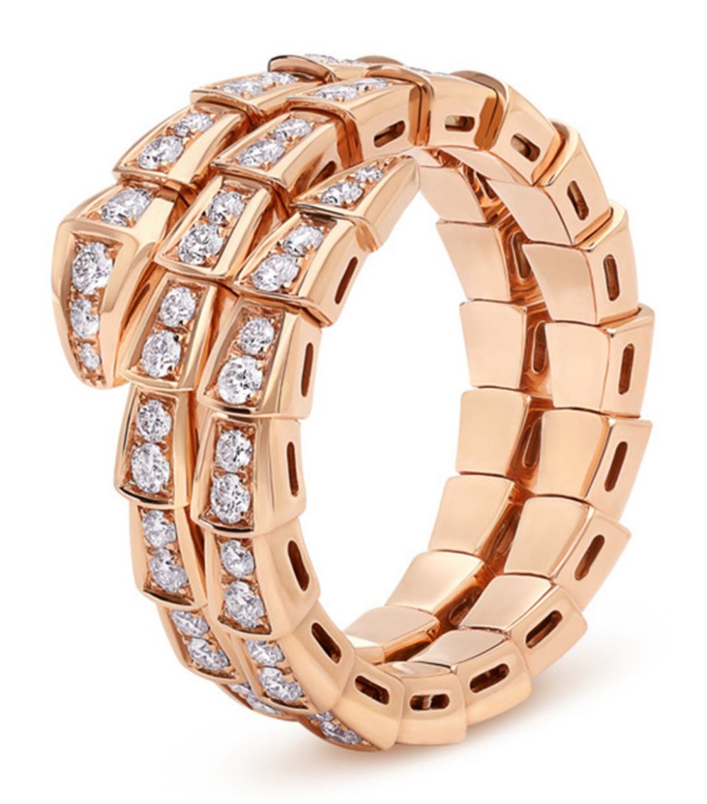 [Perla Lux]SERPENTI RING PINK GOLD DIAMOND DOUBLE ROW