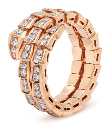 [Perla Lux]SERPENTI RING PINK GOLD DIAMOND DOUBLE ROW