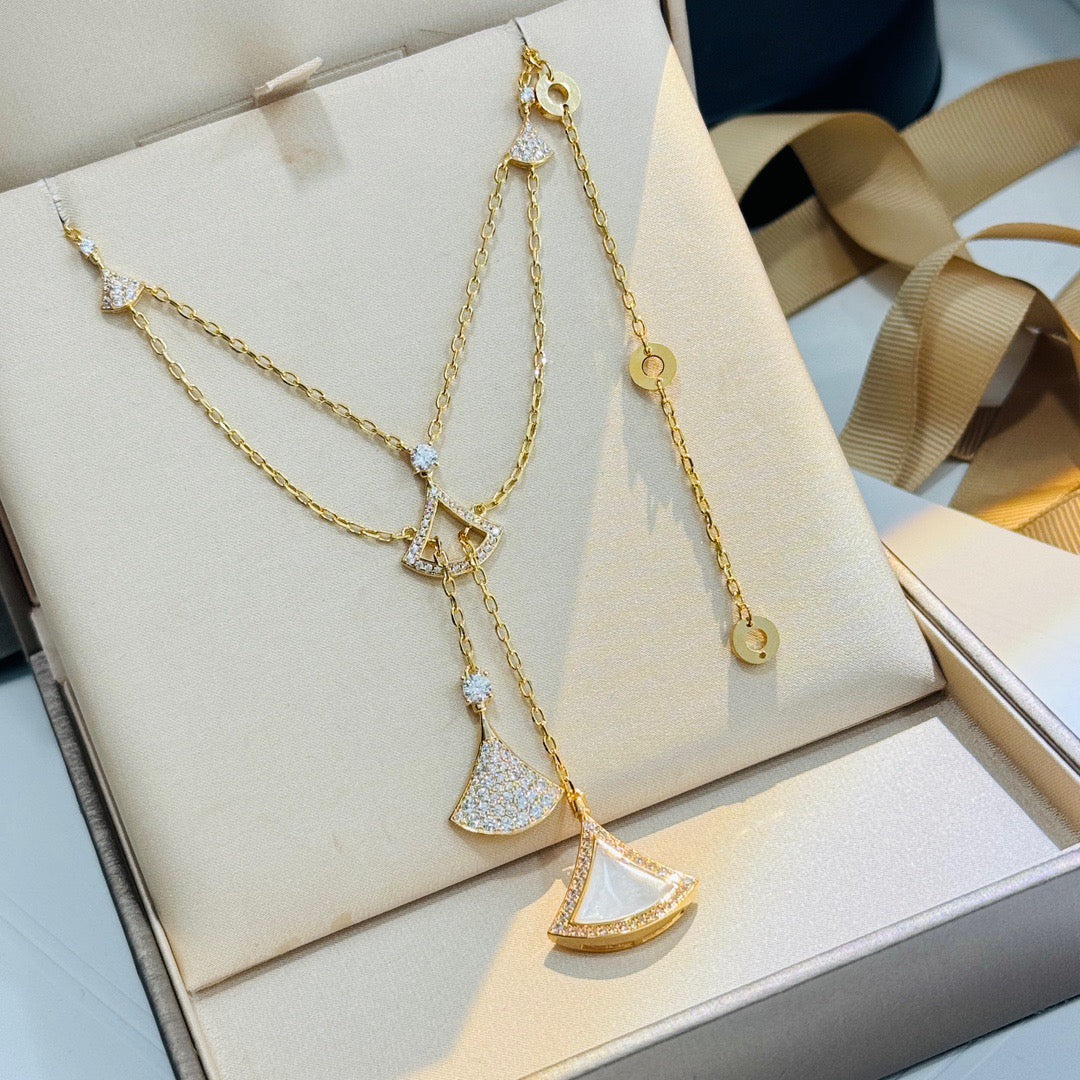 [Perla Lux]DREAM NECKLACE WHITE MOP FULL DIAMOND