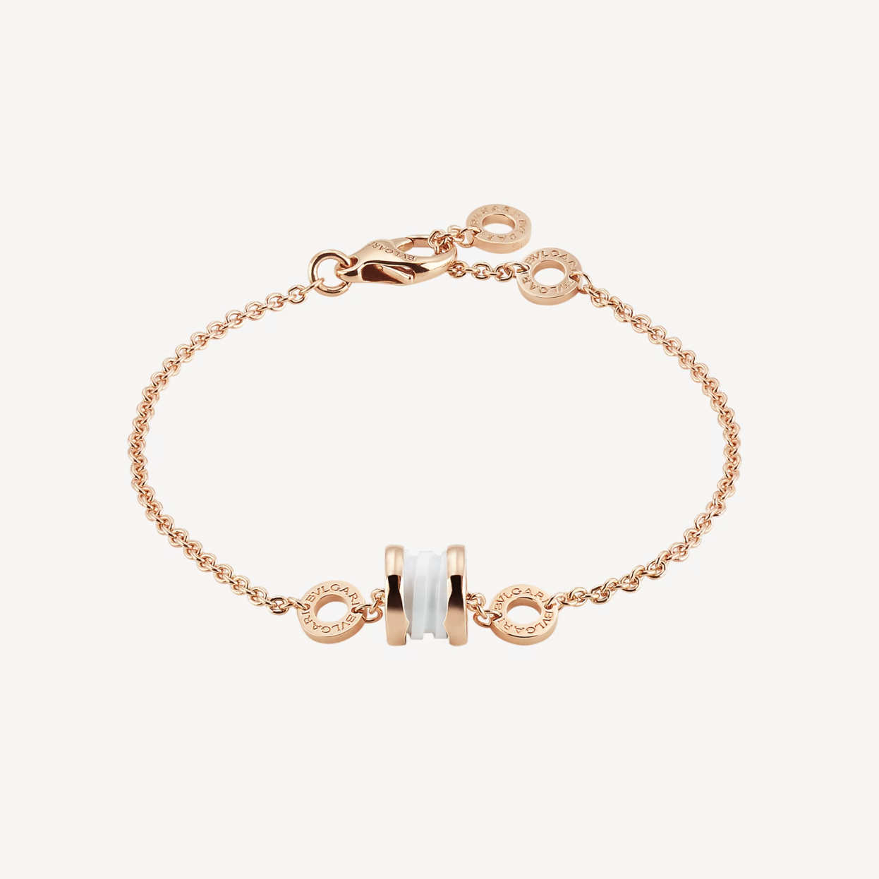[Perla Lux]ZERO 1 SOFT PINK GOLD AND WHITE CERAMIC BRACELET