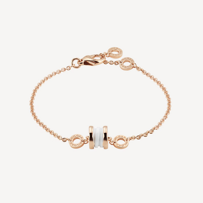 [Perla Lux]ZERO 1 SOFT PINK GOLD AND WHITE CERAMIC BRACELET