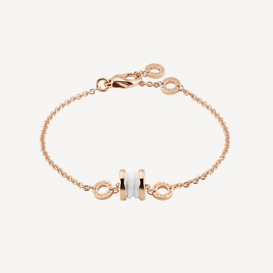 [Perla Lux]ZERO 1 SOFT PINK GOLD AND WHITE CERAMIC BRACELET