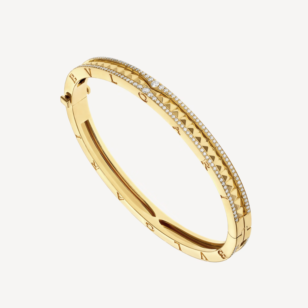 [Perla Lux]ZERO 1 SPIRAL AND PAVED DIAMOND GOLD BRACELET