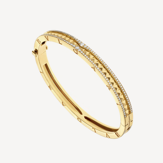[Perla Lux]ZERO 1 SPIRAL AND PAVED DIAMOND GOLD BRACELET