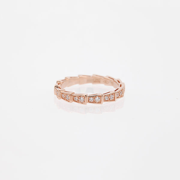 [Perla Lux]SERPENTI RING PINK GOLD DIAMOND PAVED 3MM