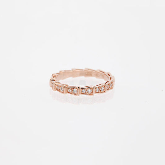 [Perla Lux]SERPENTI RING PINK GOLD DIAMOND PAVED 3MM