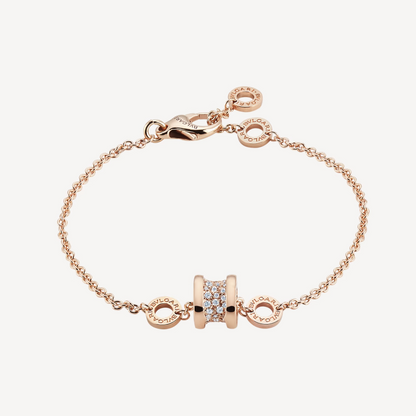 [Perla Lux]ZERO 1 SOFT PINK GOLD WITH PAVED DIAMONDS ON THE SPIRAL BRACELET