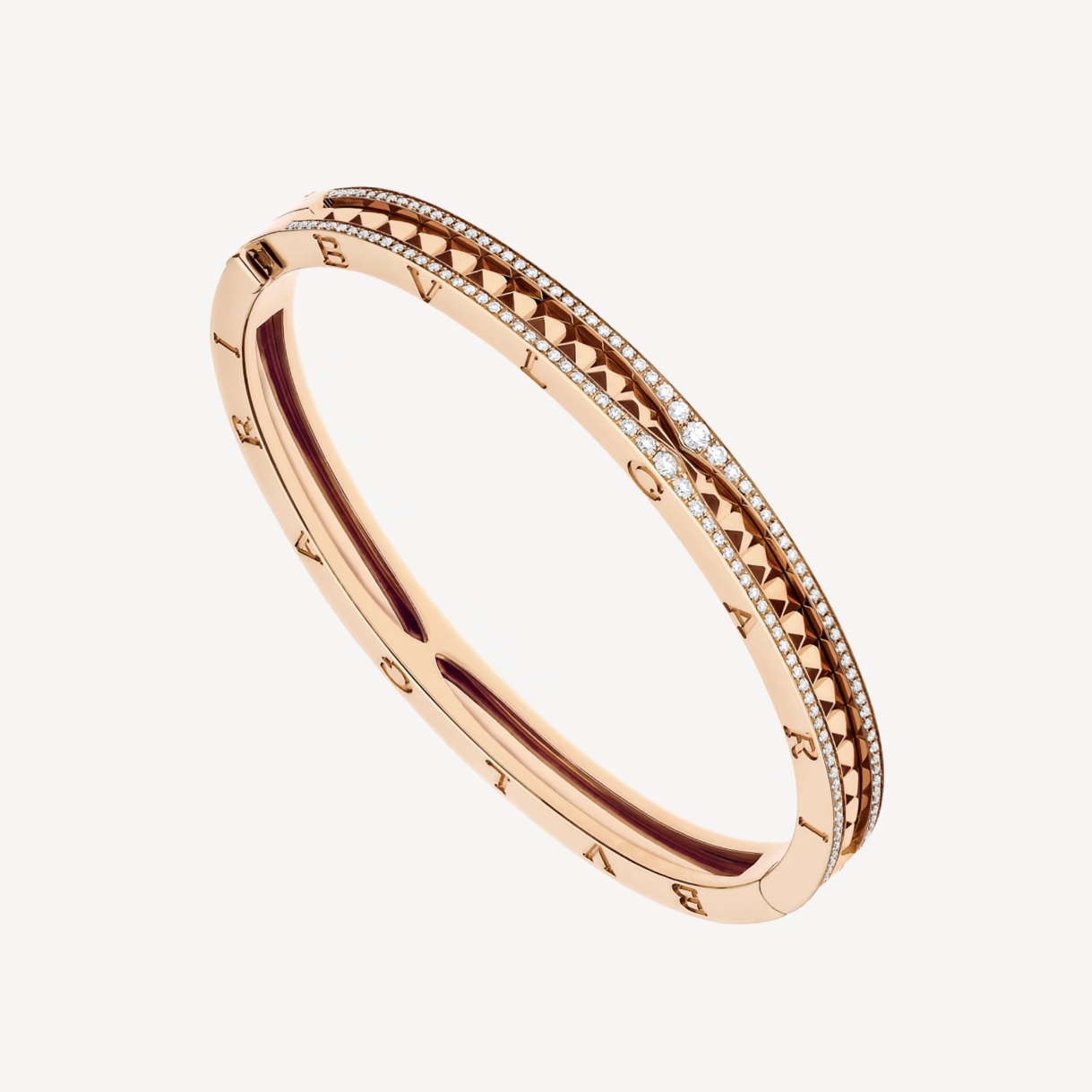 [Perla Lux]ZERO 1 SPIRAL AND PAVED DIAMOND PINK GOLD BRACELET