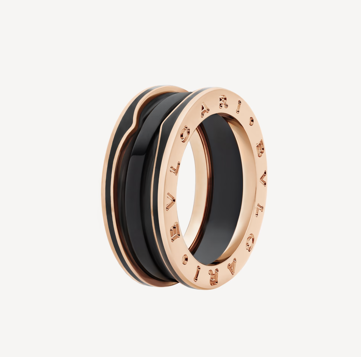 [Perla Lux]ZERO 1 TWO-BAND WITH MATTE BLACK CERAMIC PINK GOLD RING