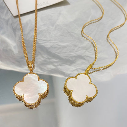 [Perla Lux]CLOVER 25MM MOP LARGE PENDANT NECKLACE