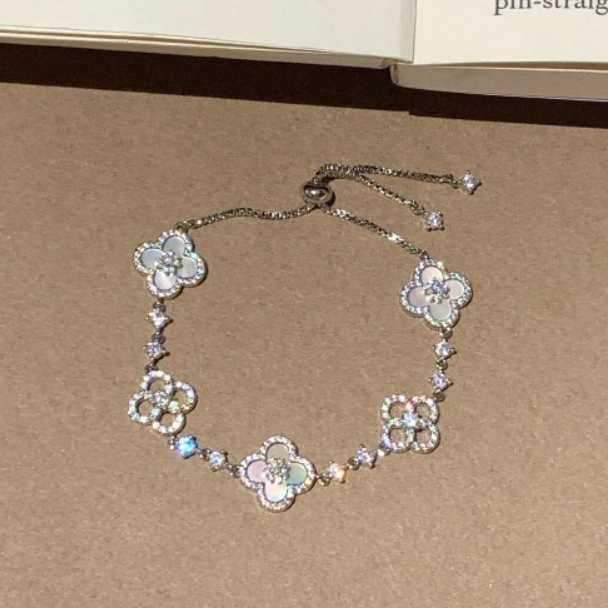 [Perla Lux]CLOVER 5 MOTIF PINK BLUE RED WHITE BRACELET