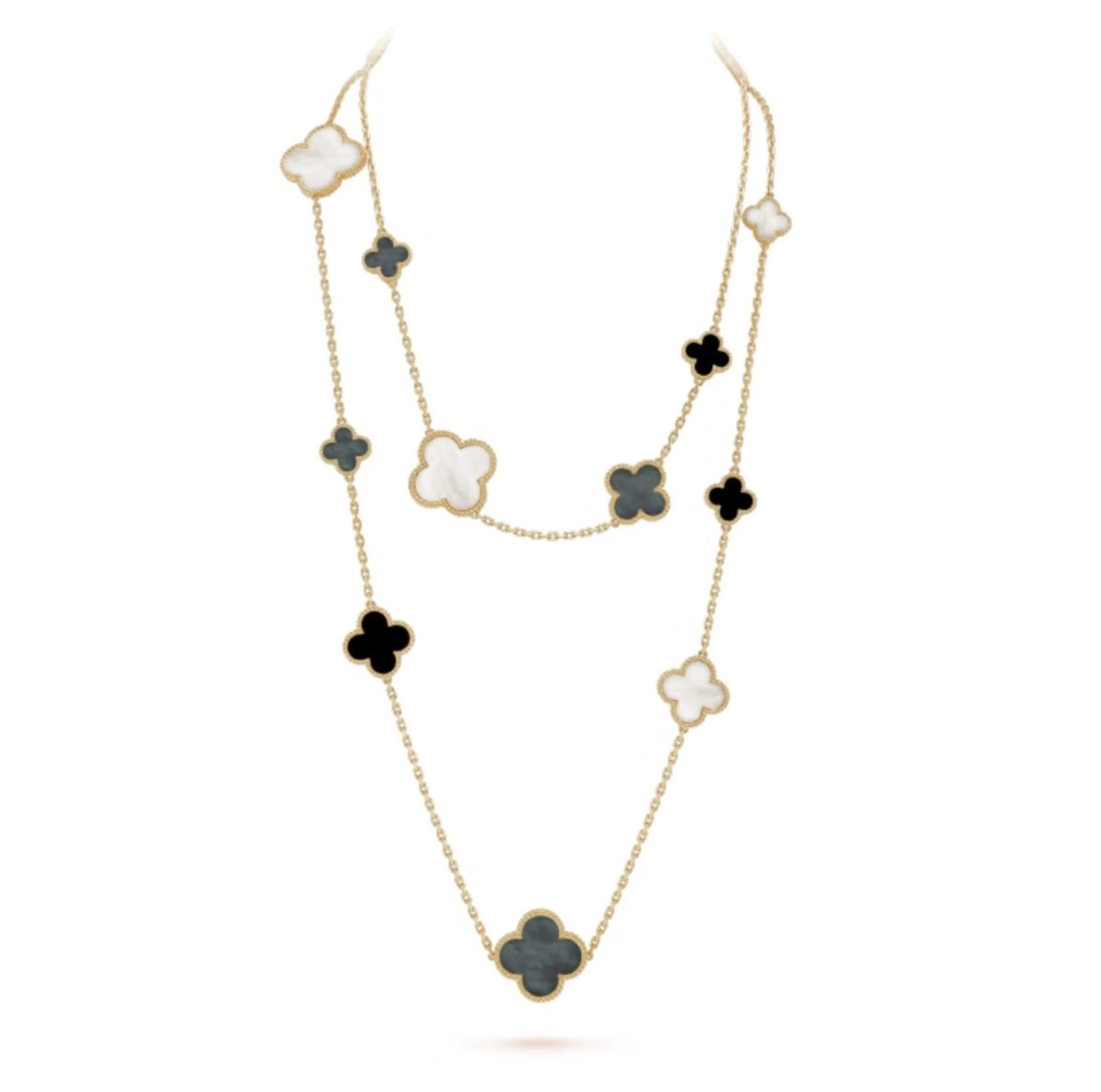 [Perla Lux]CLOVER 16 MOTIF WHITE NECKLACE