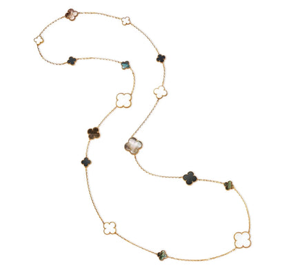 [Perla Lux]CLOVER 16 MOTIF WHITE NECKLACE