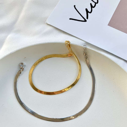 [Perla Lux]Flat Snake Bone Chain Blade Necklace