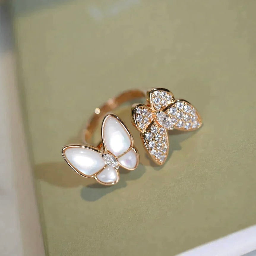 [Perla Lux]TWIN BUTTERFLY DIAMOND MOP RING