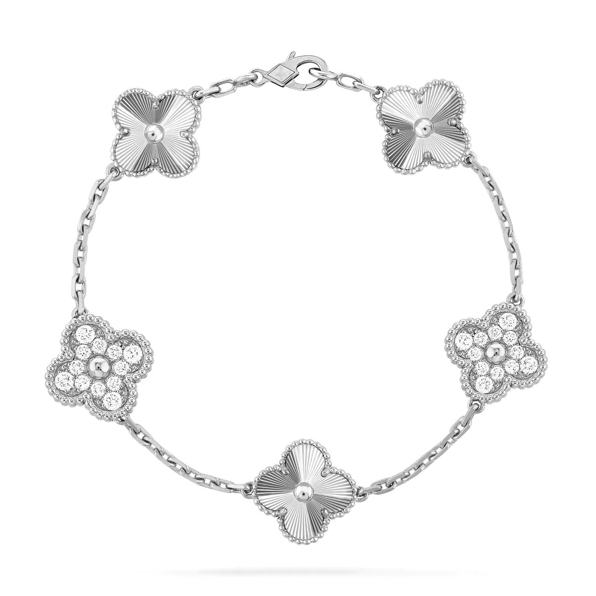 [Perla Lux]CLOVER 5 MOTIF SILVER DIAMOND BRACELET