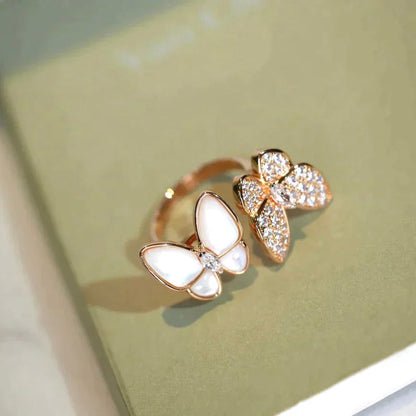 [Perla Lux]TWIN BUTTERFLY DIAMOND MOP RING