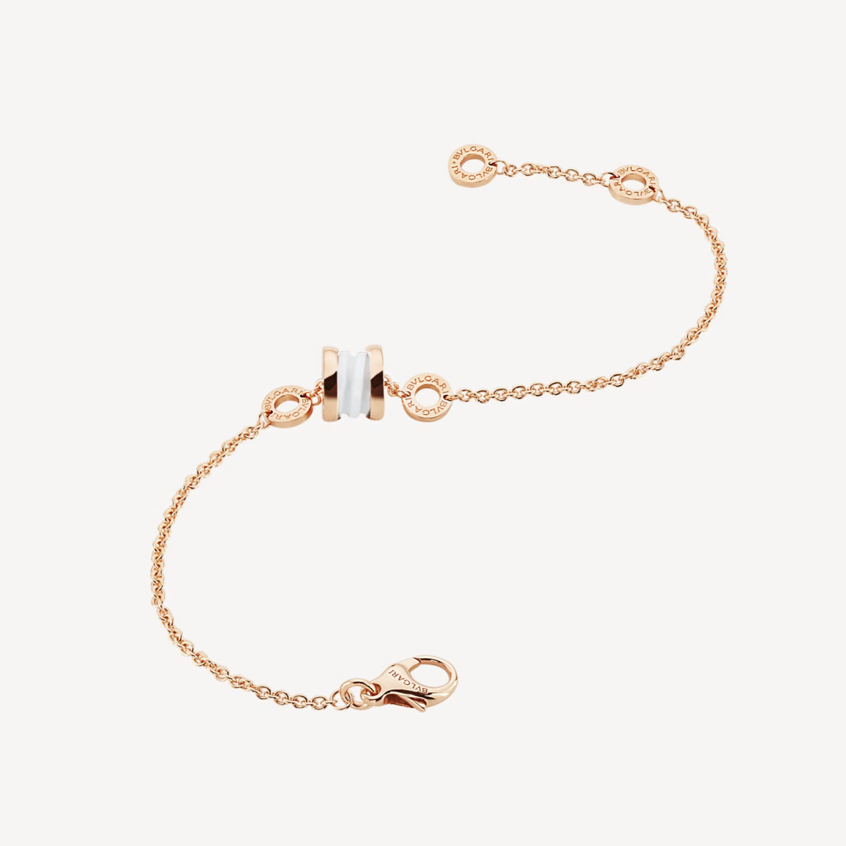 [Perla Lux]ZERO 1 SOFT PINK GOLD AND WHITE CERAMIC BRACELET