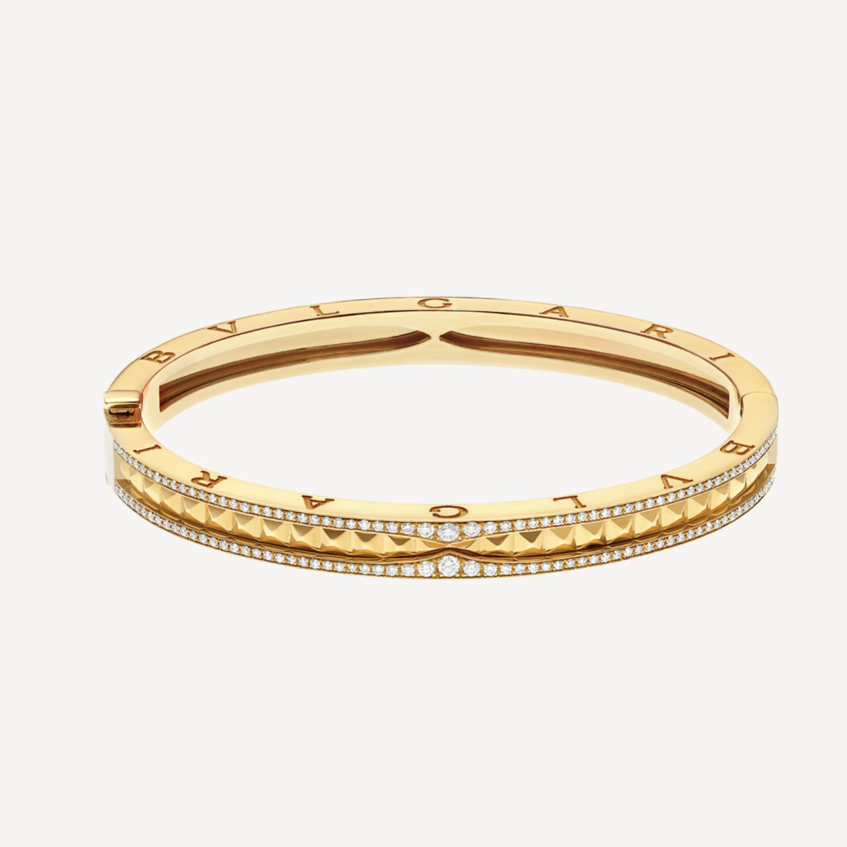 [Perla Lux]ZERO 1 SPIRAL AND PAVED DIAMOND GOLD BRACELET