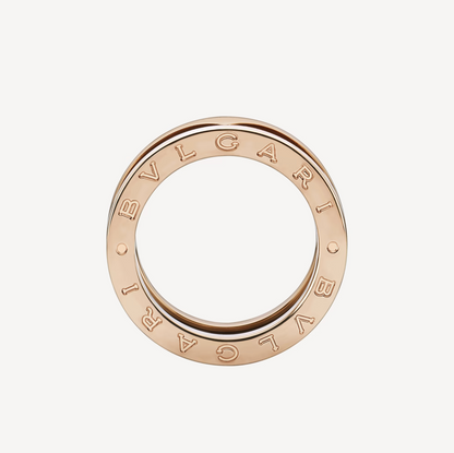 [Perla Lux]ZERO 1 TWO-BAND LOOPS AND BLACK CERAMIC PINK GOLD RING