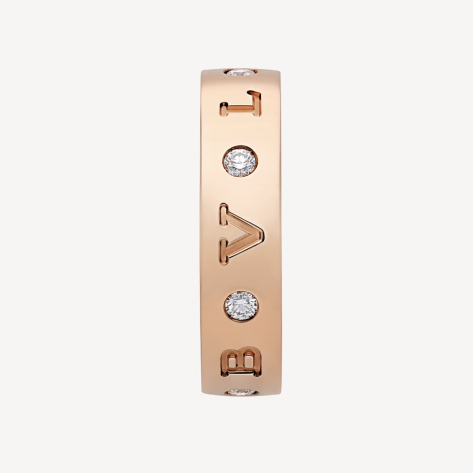 [Perla Lux]ZERO 1 ESSENTIAL PINK GOLD BAND WITH DIAMONDS RING