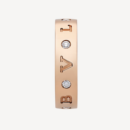 [Perla Lux]ZERO 1 ESSENTIAL PINK GOLD BAND WITH DIAMONDS RING