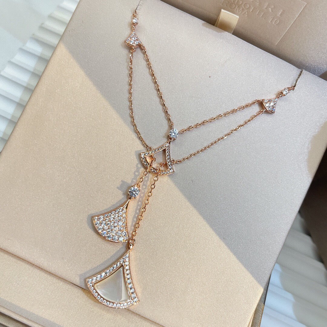 [Perla Lux]DREAM NECKLACE WHITE MOP FULL DIAMOND
